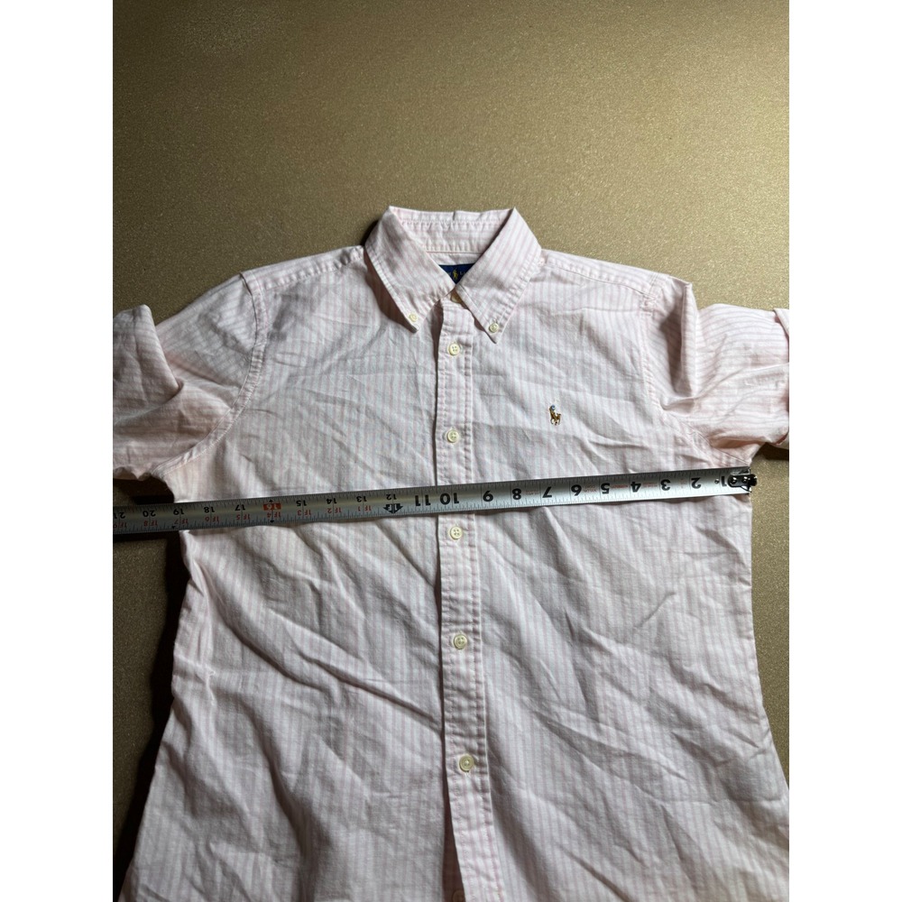Ralph Lauren Womens Slim Fit Pink White Striped Short Sleeve Button Down Shirt M - Picture 4 of 7